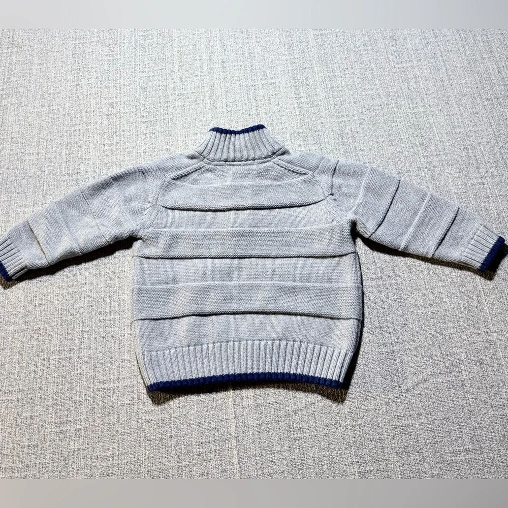 Janie and Jack Boys Textured Henley Sweater Gray Preppy Knit 12-18 Months💚